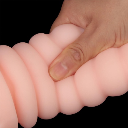 Dwustronny masturbator Virgin-Skin Blowout – pochwa i odbyt 22.3 cm, jasnoróżowy - 1