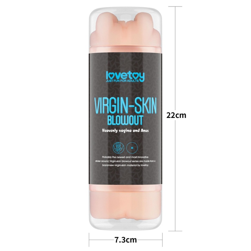 Dwustronny masturbator Virgin-Skin Blowout – pochwa i odbyt 22.3 cm, jasnoróżowy - 12
