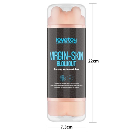 Dwustronny masturbator Virgin-Skin Blowout – pochwa i odbyt 22.3 cm, jasnoróżowy - 12