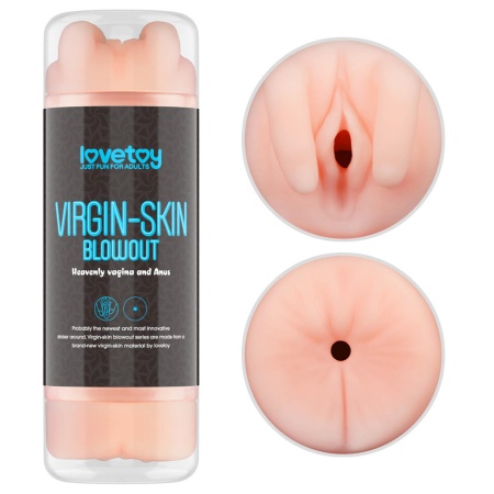 Dwustronny masturbator Virgin-Skin Blowout – pochwa i odbyt 22.3 cm, jasnoróżowy - 13