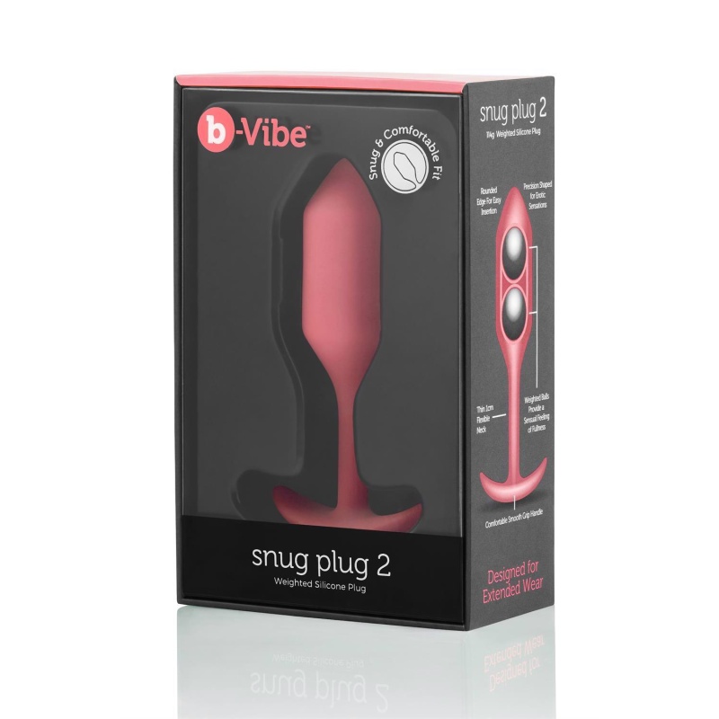 Korek analny Snug Plug 2 Coral - obciążony, 114 g, długość 10,5 cm, średnica 3,1 cm - 1