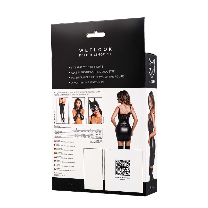 Glossy Nelly, dress, wetlook, black, M - 5