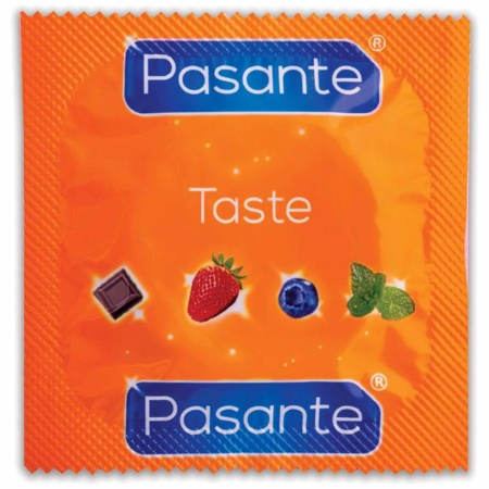 Prezerwatywy Pasante Blueberry Blast 144 sztuki – Smak jagodowy, lateks, szerokość 53 mm - 2