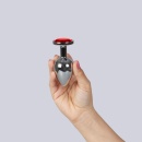 RED JEWELLED METAL BUTT PLUG L - 2