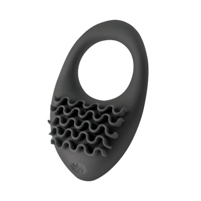 Pierścień erekcyjny z wibracją Stellar Black - silikon, 20 trybów wibracji, IPX7, długość 7,5 cm, średnica 3 cm - 1 2