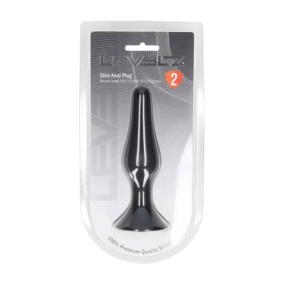 Slim Silicone Anal Plug - L - Black - 1 2