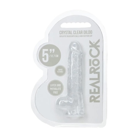 Realistic Dildo with Balls - 5" / 12,7 cm - Transparent - 2