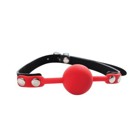 Red silicone ball gag with adjustable straps - 1