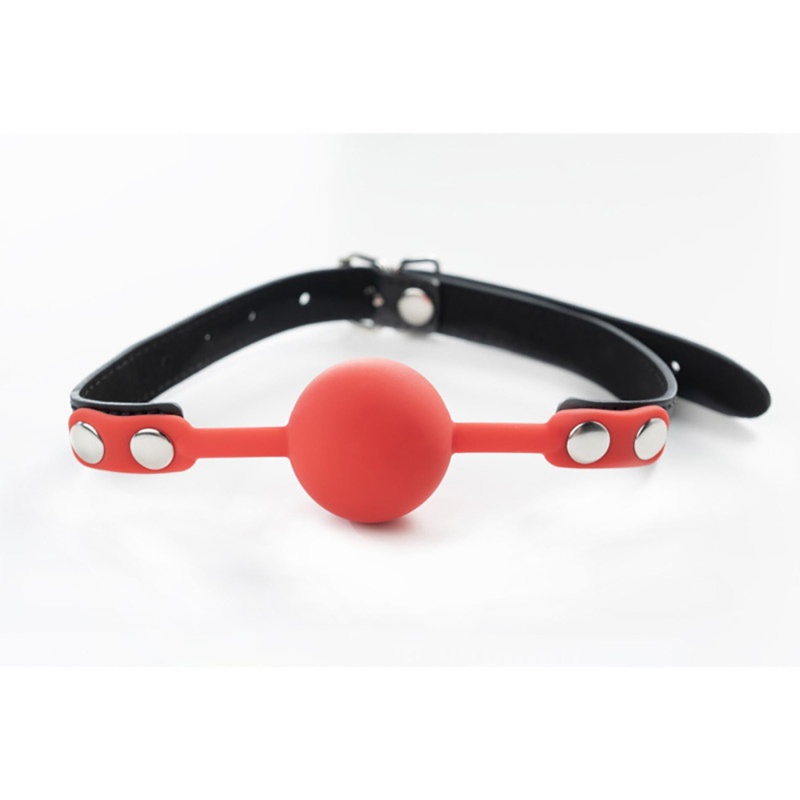 Red silicone ball gag with adjustable straps - 3