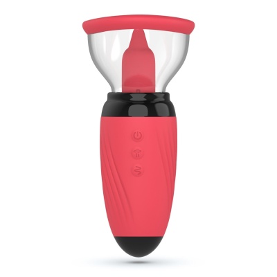Stymulator Scarlet Vulva Pump z funkcją ssania i wibrujących języków 14,6 cm - 1
