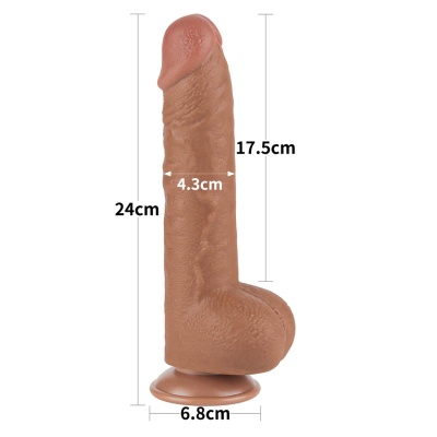 Dildo Sliding Skin Dual Layer 24 cm brązowe - 1