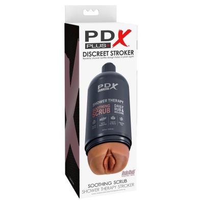 Masturbator PDX Plus Shower Therapy Soothing Scrub z rękawem Fanta Flesh i regulacją podciśnienia, 20,7 cm - 1