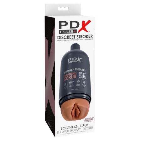 Masturbator PDX Plus Shower Therapy Soothing Scrub z rękawem Fanta Flesh i regulacją podciśnienia, 20,7 cm - 1