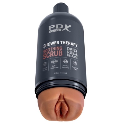 Masturbator PDX Plus Shower Therapy Soothing Scrub z rękawem Fanta Flesh i regulacją podciśnienia, 20,7 cm - 1 2