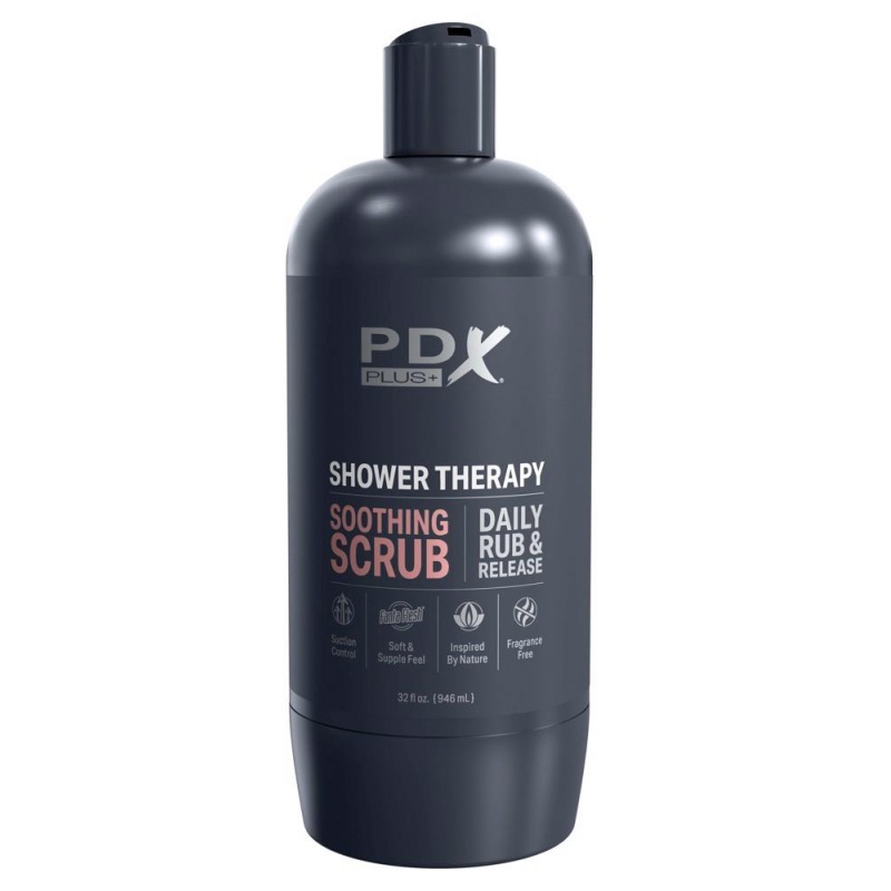Masturbator PDX Plus Shower Therapy Soothing Scrub z rękawem Fanta Flesh i regulacją podciśnienia, 20,7 cm - 3