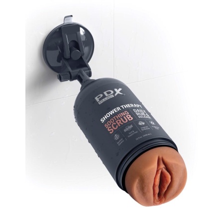 Masturbator PDX Plus Shower Therapy Soothing Scrub z rękawem Fanta Flesh i regulacją podciśnienia, 20,7 cm - 4