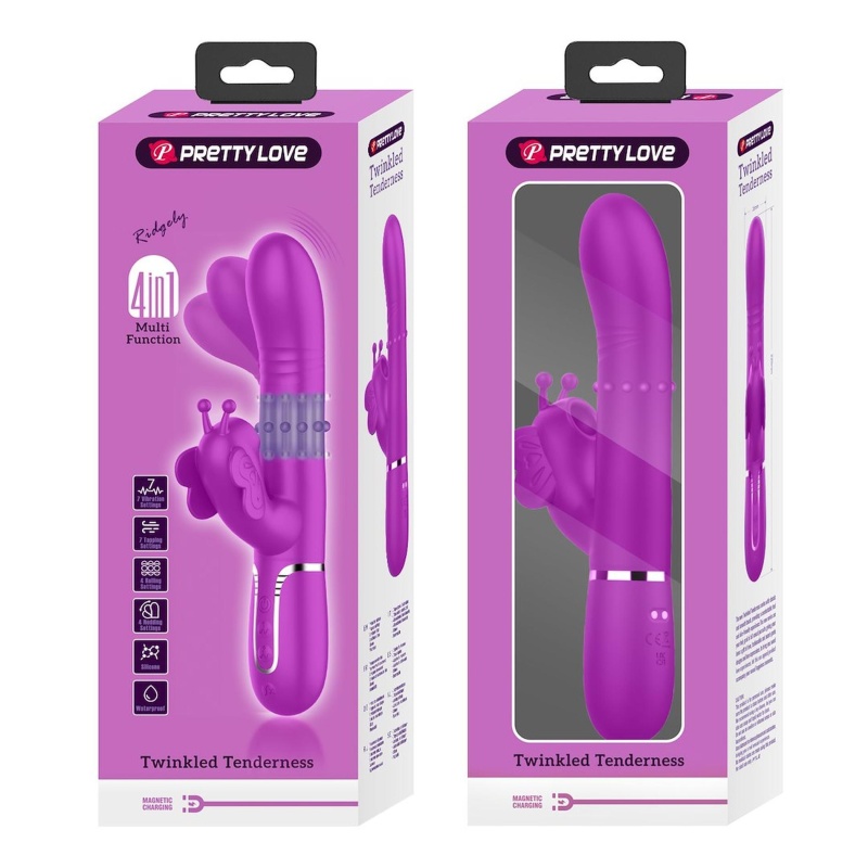 Wibrator Butterfly Clit Vibrator Pink - 7 trybów wibracji, 7 trybów stukania, 4 tryby kiwania, opakowanie 290×105×65 mm - 1