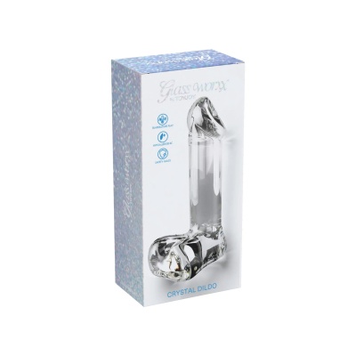 Dildo ze szkła borokrzemowego Glass Worxx Crystal Cock – gładkie, 17,5 cm - 1 2