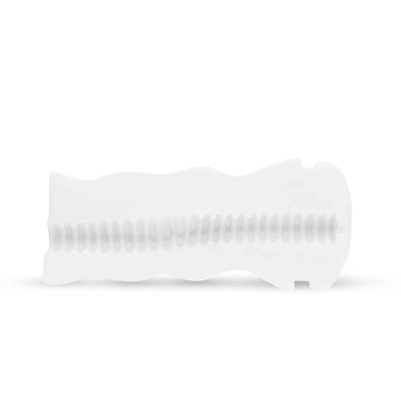 Anus Masturbator White - manualny masturbator z wejściem analnym i żebrowanym wnętrzem, 17 cm - 5