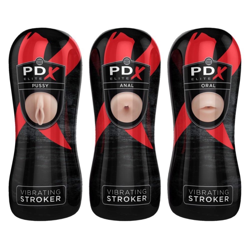 Masturbator wibracyjny Vibrating Stroker Display – wymienny rękaw TPR i wyjmowany vibrobullet, 17,5 cm - 3