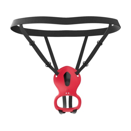 Stymulator łechtaczki Teazers Wearable Clitoral Stimulator Harness Red - regulowana uprząż z pilotem, 9 trybów, 137 g - 3