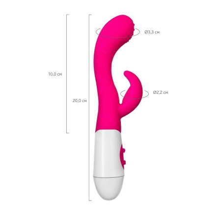 Wibrator A-TOYS Nessy ze stymulatorem łechtaczki, silikon, 20 cm, 10 prędkości wibracji - 2