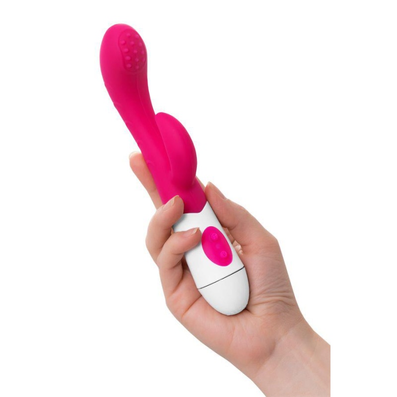 Wibrator A-TOYS Nessy ze stymulatorem łechtaczki, silikon, 20 cm, 10 prędkości wibracji - 7