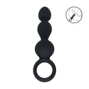 Beaded Silicone Anal Probe with Loop - Black - 2