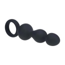 Beaded Silicone Anal Probe with Loop - Black - 4