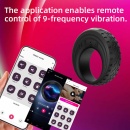 Wibrujący pierścień erekcyjny App-Controlled - silikon + ABS, 10 trybów wibracji, IPX6, rozmiar uniwersalny - 12