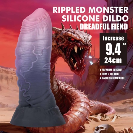 Dildo Power Monsters Dreadful Fiend marki NS Novelties o mackowatej teksturze, 24 cm - 2