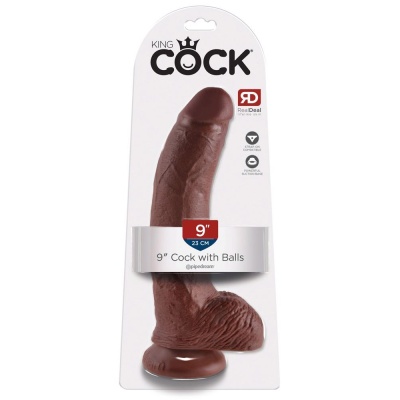 KC 9" Cock with Balls Brown - 1