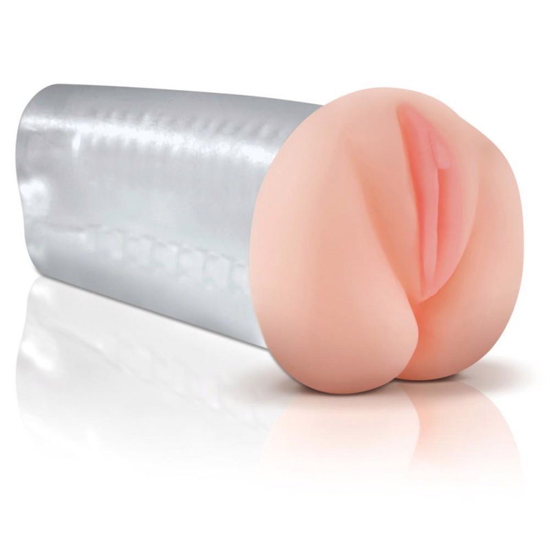 Masturbator PET Deluxe See-Thru Stroker – przezroczysty korpus, podwójne wejście, materiał TPR, długość całkowita 14,8 cm - 2