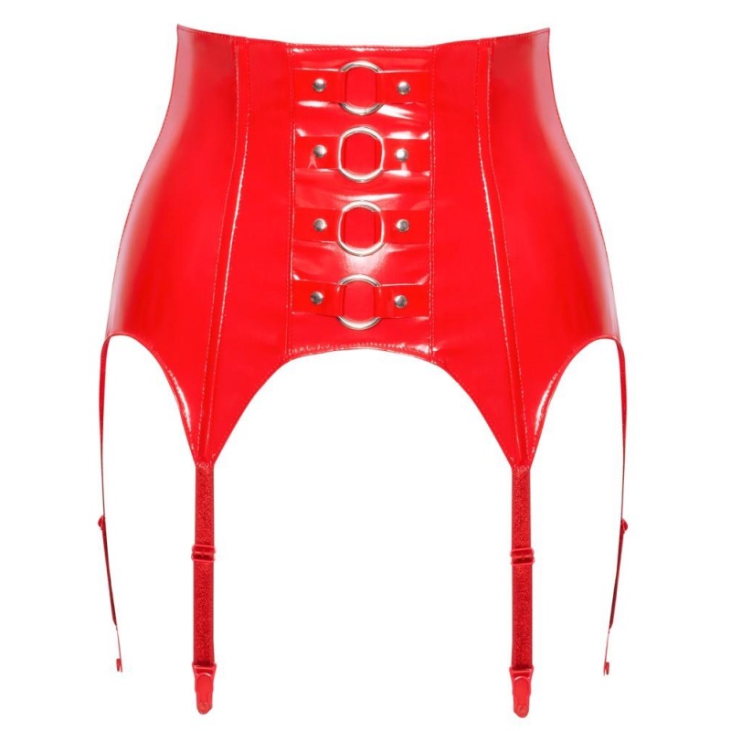 Vinyl Suspender Straps red M - 7