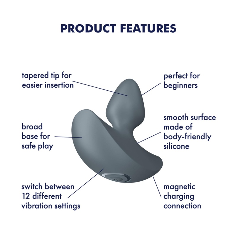 Wibrujący korek analny Satisfyer Booty Absolute Beginners 1 - stożkowa końcówka 7,7 cm, silikon medyczny, podstawa 73 mm, IPX7 - 3