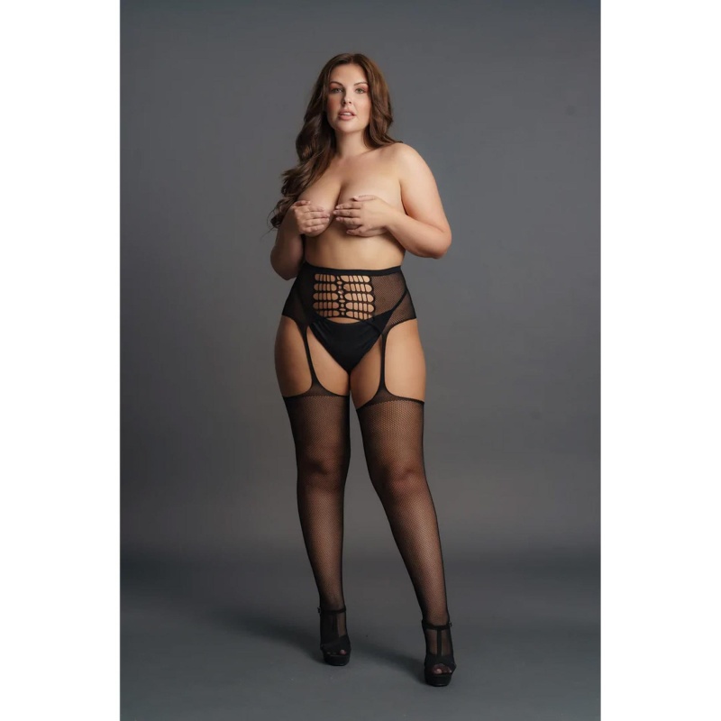 High-Waist Garterbelt Stockings - Plus Size - 5