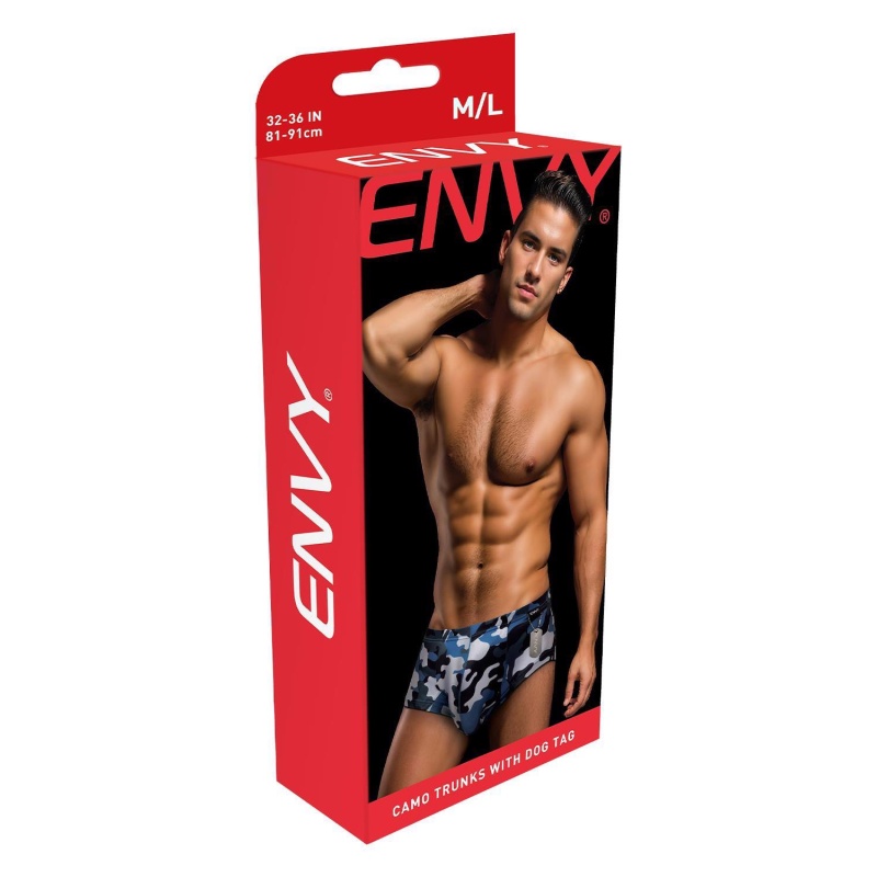 ENVY CAMO TRUNKS W/ DOG TAG NAVY, S/M - 3