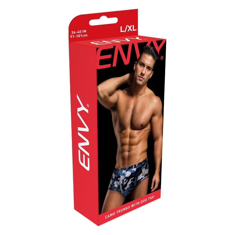 ENVY CAMO TRUNKS W/ DOG TAG NAVY, S/M - 4
