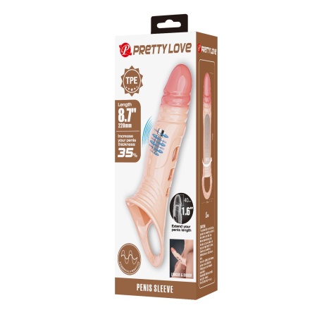 Nakładka na penisa 8.7" Vibrating Penis Sleeve z paskiem stabilizującym, 22 cm - 9