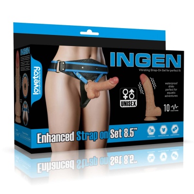 Zestaw strap-on z wibratorem 21,6 cm - regulowane pasy L/XL/2XL - 1
