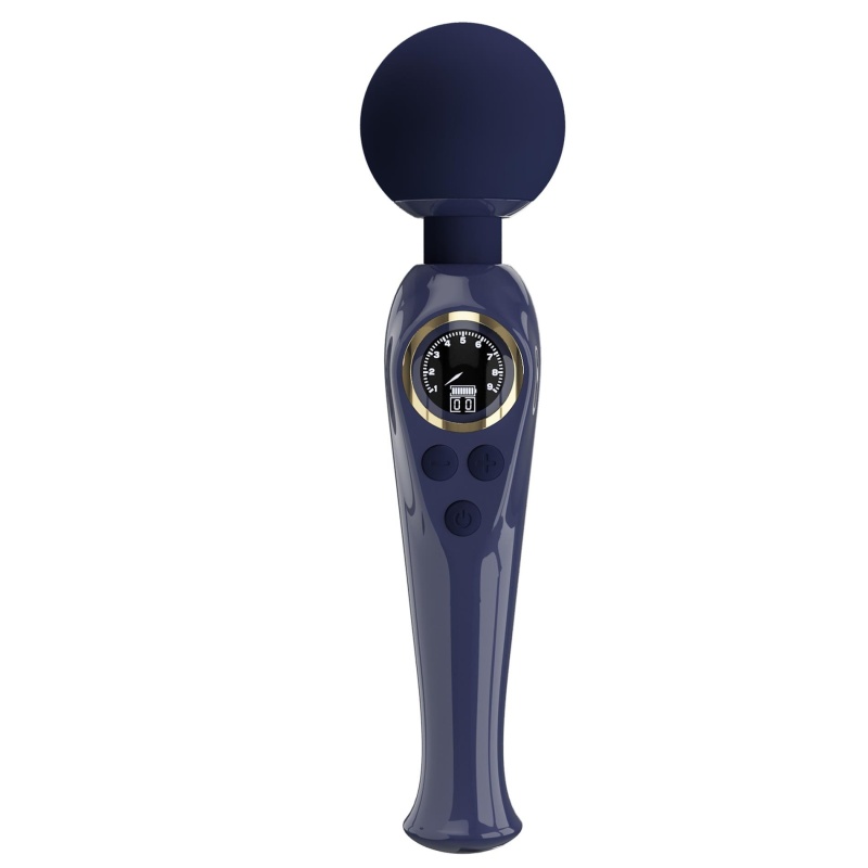 Skyler Blue - Masażer różdżkowy z elastyczną szyjką, głowicą 5,08 cm i wyświetlaczem LCD - 3