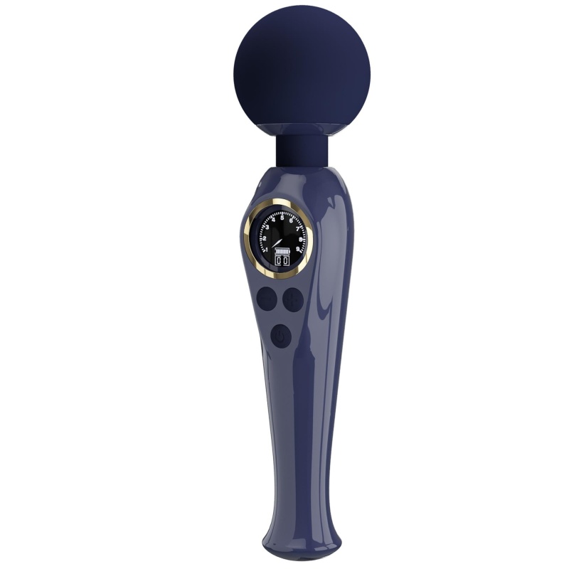 Skyler Blue - Masażer różdżkowy z elastyczną szyjką, głowicą 5,08 cm i wyświetlaczem LCD - 4