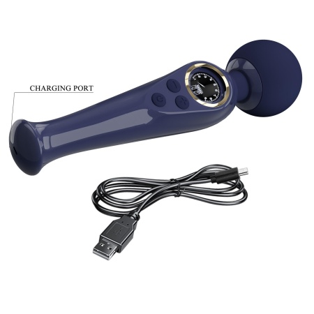 Skyler Blue - Masażer różdżkowy z elastyczną szyjką, głowicą 5,08 cm i wyświetlaczem LCD - 10