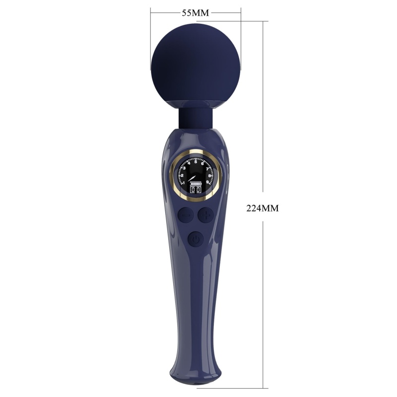 Skyler Blue - Masażer różdżkowy z elastyczną szyjką, głowicą 5,08 cm i wyświetlaczem LCD - 11