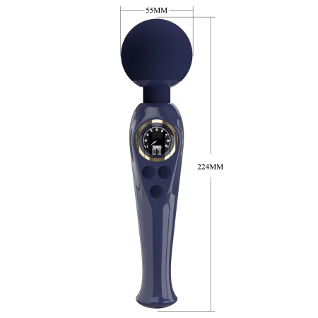 Skyler Blue - Masażer różdżkowy z elastyczną szyjką, głowicą 5,08 cm i wyświetlaczem LCD - 11