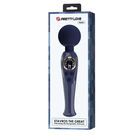 Skyler Blue - Masażer różdżkowy z elastyczną szyjką, głowicą 5,08 cm i wyświetlaczem LCD - 12