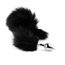 Plug analny z ogonem lisa Plug-Fox TAIL Black XL - stal nierdzewna, długość wprowadzana 6,5 cm, średnica pluga 2,7 cm - 5