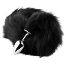 Plug analny z ogonem lisa Plug-Fox TAIL Black XL - stal nierdzewna, długość wprowadzana 6,5 cm, średnica pluga 2,7 cm - 6