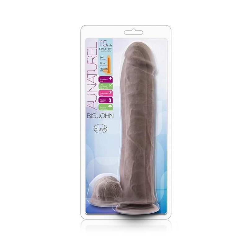 Dildo Au Naturel Big John 11,5 cala (29,2 cm) - realistyczny TPE z przyssawką i podwójną gęstością - 1