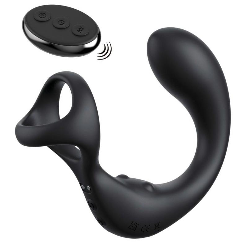 Stymulator prostaty z pierścieniem Ass-Gasm Taint-Alizer, wibracje i obrotowy masaż krocza, 14 cm - 3